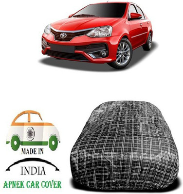 APNEK Car Cover For Toyota Platinum Etios (With Mirror Pockets)(Black, White)