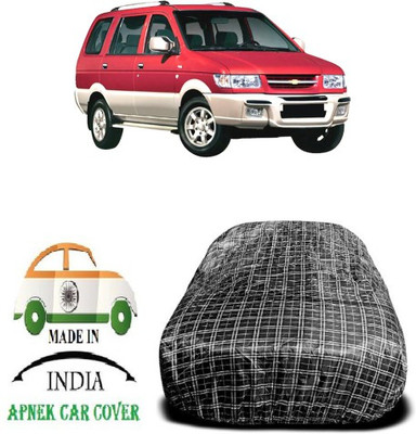 APNEK Car Cover For Chevrolet Tavera (With Mirror Pockets)(Black, White)