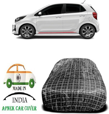 APNEK Car Cover For Kia Picanto (With Mirror Pockets)(Black, White)