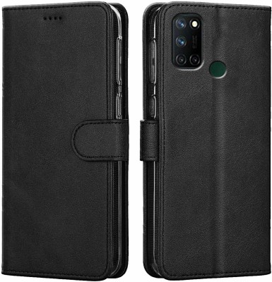 Casesily Flip Cover for Realme C17 Leather Wallet Case(Black, Cases with Holder, Pack of: 1)