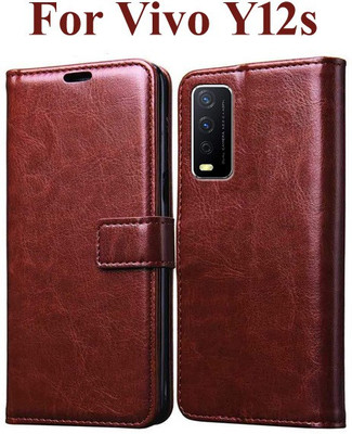 Mehsoos Flip Cover for Vivo Y20, Vivo Y20i, Vivo Y20A, Vivo Y20G, Vivo Y20T, Vivo Y12s, Vivo Y12G(Brown, Dual Protection, Pack of: 1)