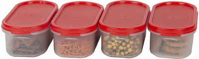 Cutting EDGE Plastic Utility Container  - 525 ml(Pack of 4, Red, Clear)