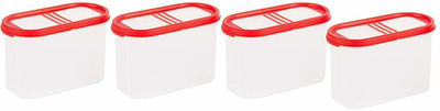 Cutting EDGE Plastic Utility Container  - 1200 ml(Pack of 4, Clear, Red)