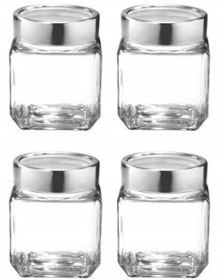 VP STORES Glass Grocery Container  - 500 ml(Pack of 4, Clear)