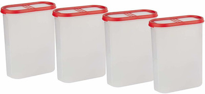 Cutting EDGE Plastic Utility Container  - 2400 ml(Pack of 4, Clear, Red)