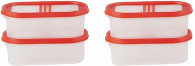 Cutting EDGE Plastic Utility Container  - 525 ml(Pack of 4, Clear, Red)