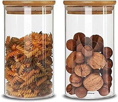 cinshu international Glass Grocery Container  - 1200(Pack of 2, Clear)