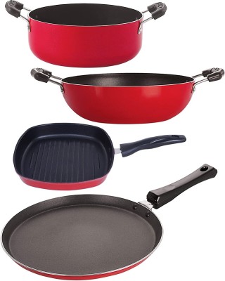 NIRLON FT13_KD10_GP22_CS20 Non-Stick Coated Cookware Set(PTFE (Non-stick), Aluminium, 4 - Piece)