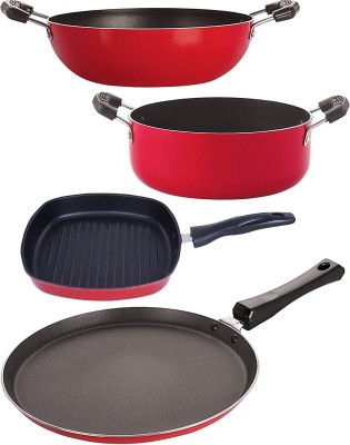 NIRLON FT13_KD10_GP24_CS20 Non-Stick Coated Cookware Set(PTFE (Non-stick), Aluminium, 4 - Piece)