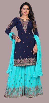 DIVINE INTERNATIONAL TRADING CO Georgette Embroidered Salwar Suit Material