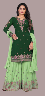 DIVINE INTERNATIONAL TRADING CO Georgette Embroidered Salwar Suit Material