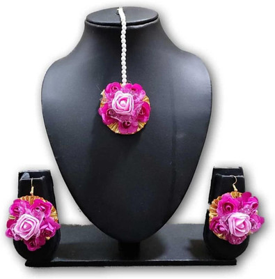 BDS CREATIONS Paper Pink Jewellery Set(Pack of 1)