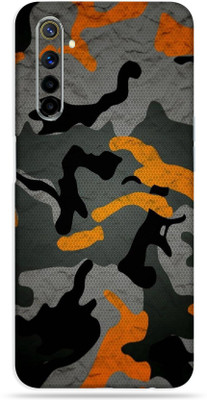 Satisfactory Realme6, Realme 6 Mobile Skin(Orange Camouflage With Matte Finish)
