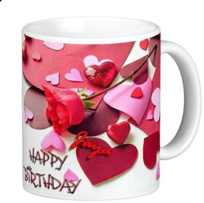 Exocticaa Happy Birthday Jaya Romantic Wish 91 Ceramic Coffee Mug(330 ml)