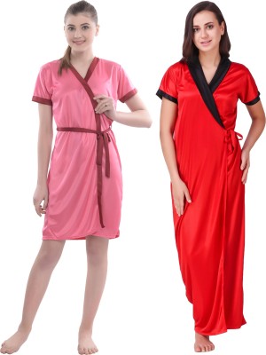 YUALIN CREATION Women Robe(Red, Pink)