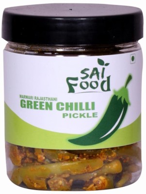 SAI Food Mother Made Marwari Rajasthani Green Chilli Pickle Without Oil Handcrafted with Zero Preservatives, No Artificial Colors & Flavors (You are Being Served Mothers Love) (250gm) Green Chilli Pickle(250 g)