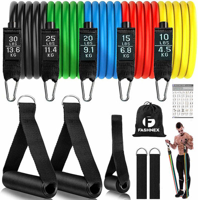 SPINFLUE Resistance Bands 11pcs Set Tubes for Fitness Home Gym Exercise Workout Resistance Resistance Tube(Multicolor)