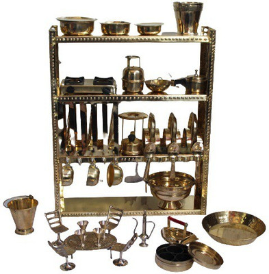 sanvi BRASS KIDS DESI PRETEND TOYS MINIATURE KITCHEN SET