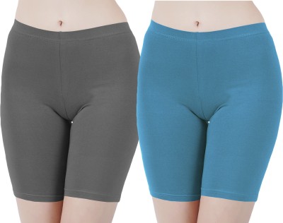 Buy That Trendz Solid Women Grey, Blue Cycling Shorts