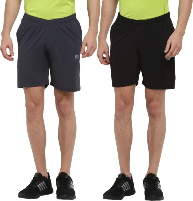 Alan Jones Solid Men Black, Grey Sports Shorts