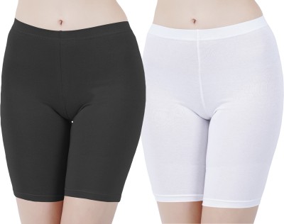 Buy That Trendz Solid Women Black, White Cycling Shorts