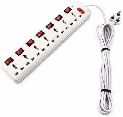D-DEVOX 3.6 Meter long wire with 7 shoket plus 7 Switch 6AMP Capacity 7 Socket Extension Boards (White) 7  Socket Extension Boards(White, 3.6 m)