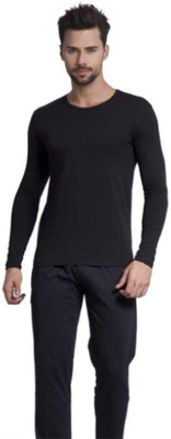 Outsize Solid Men Round Neck Black T-Shirt