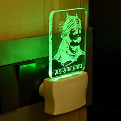AFAST Acrylic 3D Illusion Maharana Pratap LED Night Lamp Night Lamp(10 cm, White)
