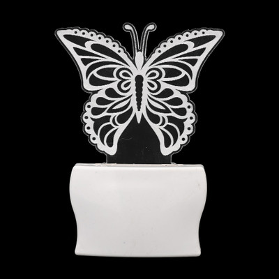 1st Time Beautiful Butterfly Flying 3D Illusion LED Night Lamp_KG52 Night Lamp(10 cm, White)