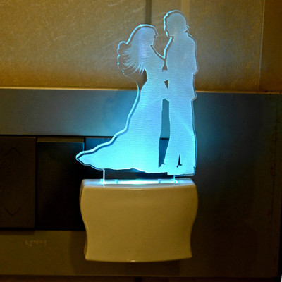 AFAST 3D Illusion Beautiful Sweet Couple LED Night Lamp Night Lamp(10 cm, White)