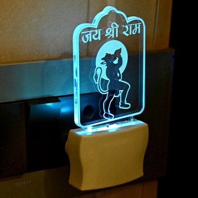 Somil 3D Illusion Jai Shree Ram LED Plug & Play Wall Lamp Night Lamp(10 cm, Multicolor)