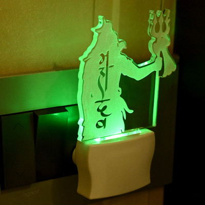 AFAST Acrylic 3D Illusion Mahadev Shadow With Trident LED Night Lamp Night Lamp(10 cm, White)