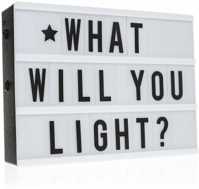 Iktu Cinema Light Box with 96 Letters and Symbols DIY Cinematic LED Light Box, Free Combination (A5 Size, 96pcs Signs) Table Lamp(20, White)