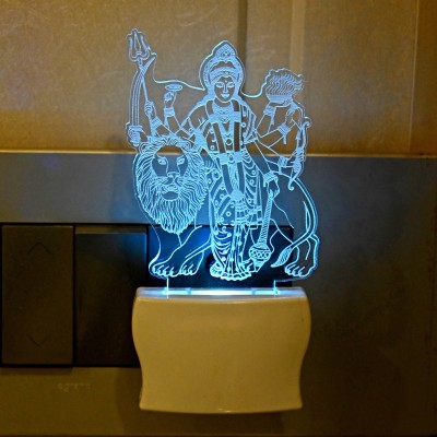 Somil 3D Illusion Goddess Durga With Lion LED Plug & Play Wall Lamp Night Lamp(10 cm, Multicolor)