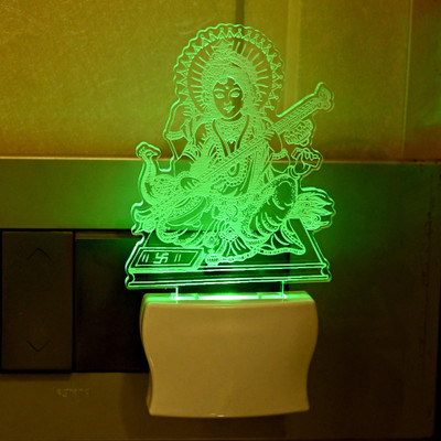 AFAST 3D Illusion Goddess Saraswati Plays Veena LED Night Lamp Night Lamp(10 cm, White)