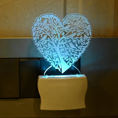 AFAST 3D Illusion Tree In Shape Of Heart LED Night Lamp Night Lamp(10 cm, White)
