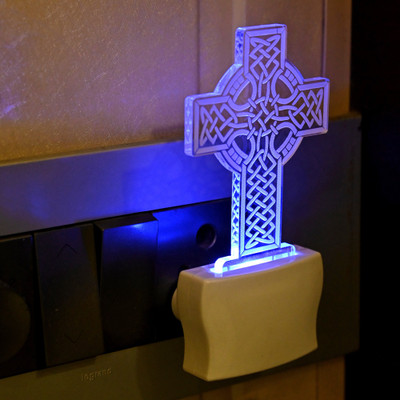 Somil 3D Illusion Ancient Holy Cross LED Plug & Play Wall Lamp Night Lamp(10 cm, Multicolor)