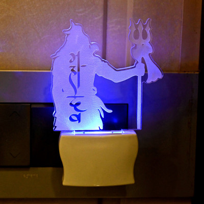 AFAST 3D Illusion Mahadev Shadow With Trident LED Night Lamp Night Lamp(10 cm, White)