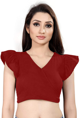 SUVASANA Casual Short Sleeve Solid Women Maroon Top