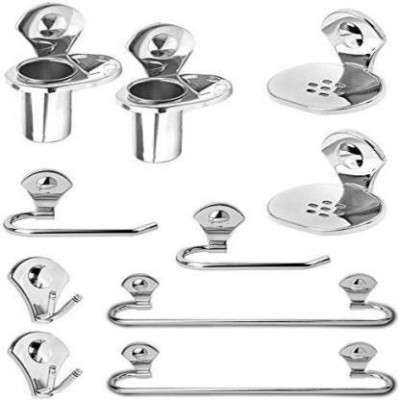 SELTIX Accessories Set Combo of 10PCS ( Set of 1 ) Robe Hook / Soap DIsh / Tumbler Holder / Towel Ring / Towel Rod Silver Towel Holder silver Towel Holder Stainless Steel SILVER Towel Holder(Stainless Steel)