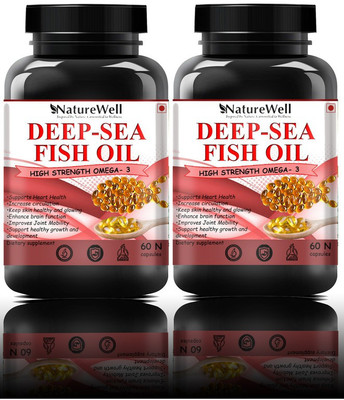 Naturewell Deep Sea Fish Oil 2500mg (Omega 3 Fish Oil)(120N Red)Ultra(2 x 60 No)