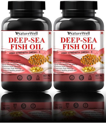 Naturewell Deep Sea Fish Oil 2500mg (Omega 3 Fish Oil)(120N Red)Premium(2 x 60 No)