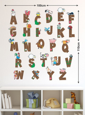 LANSTICK 96.52 cm ALPHABETS CAPS WITH ANIMALS ON IT STICKER Self Adhesive Sticker(Pack of 1)
