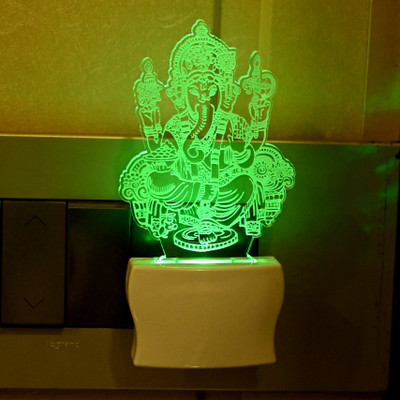 AFAST 3D Illusion Shree Ganesha LED Night Lamp Night Lamp(10 cm, White)