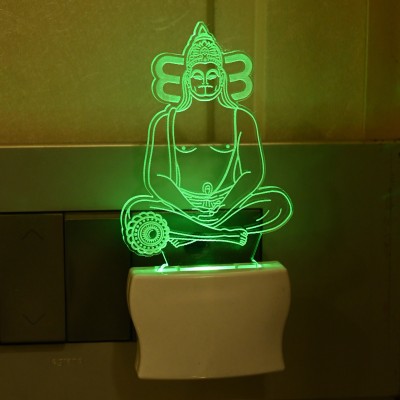 Somil Meditative Lord Hanuman 3D Illusion LED Plug & Play Wall Lamp Night Lamp(10 cm, Multicolor)