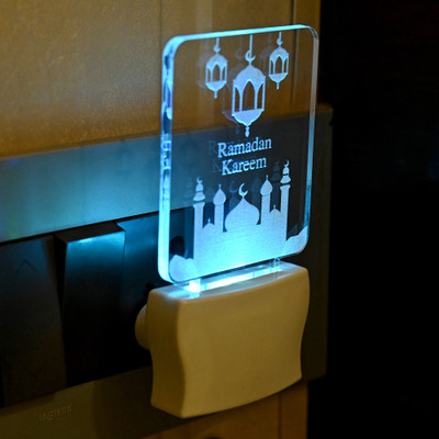 AFAST Acrylic 3D Illusion Ramadan Kareem LED Night Lamp Night Lamp(10 cm, White)