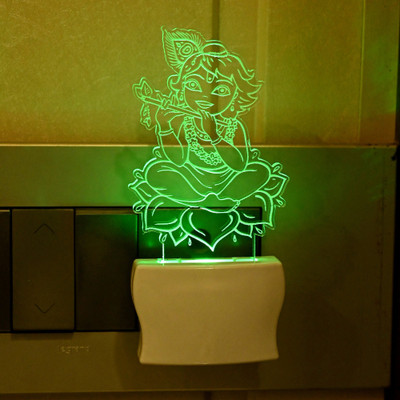 AFAST 3D Illusion Krishna Blissful In Flute LED Night Lamp Night Lamp(10 cm, White)