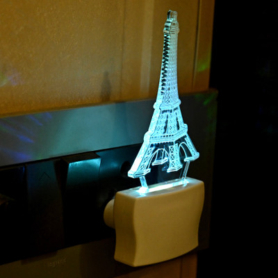 Somil 3D Illusion One of Seven Wonders Eiffel Tower LED Plug & Play Wall Lamp Night Lamp(10 cm, Multicolor)