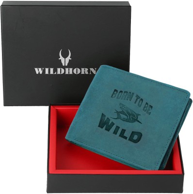 WILDHORN Men Casual Blue Genuine Leather Wallet(7 Card Slots)