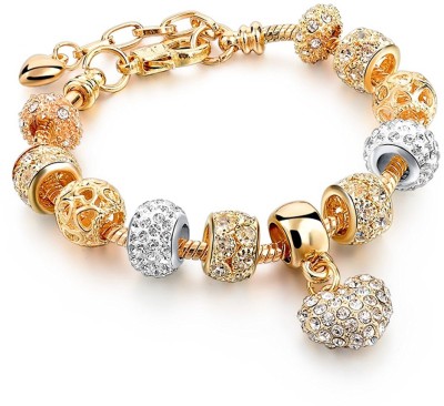 YELLOW CHIMES Crystal Crystal Brass Charm Bracelet